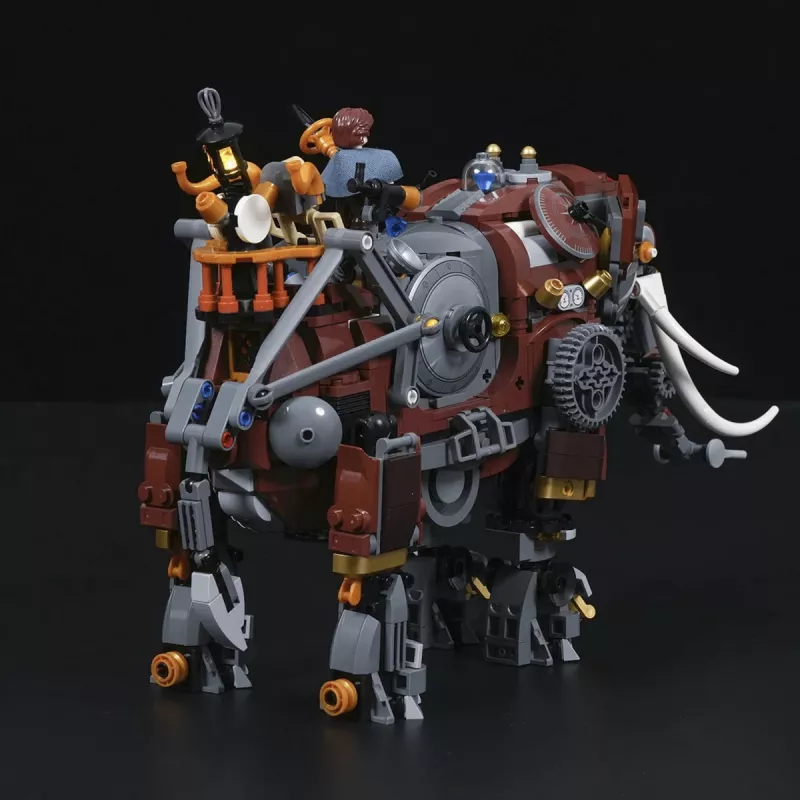 Lumibricks Steamphant Steampunk slon LED stavebnica 800 dielov USB napájaný výstavný model