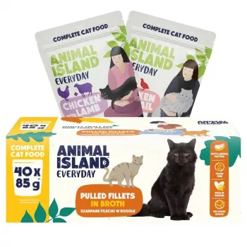 ANIMAL ISLAND Everyday mokré krmivo pre mačky v mixe chutí, 40 x 85 g, kompletné krmivo pre dospelé mačky