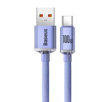 Baseus USB-A na USB-C Crystal Shine 100W 2m fialový kábel
