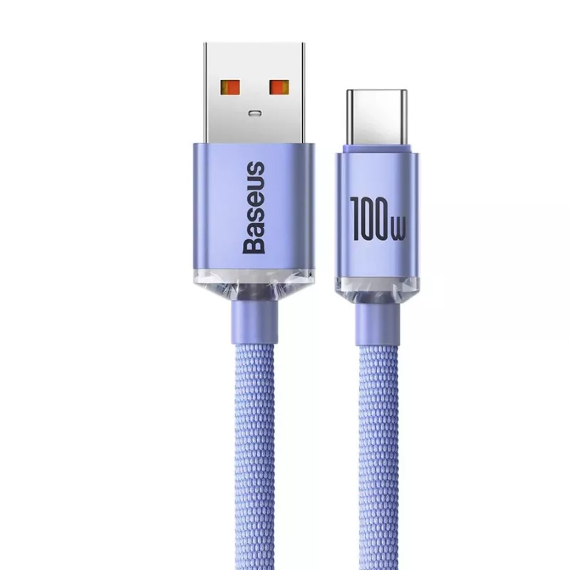 Baseus USB-A na USB-C Crystal Shine 100W 2m fialový kábel