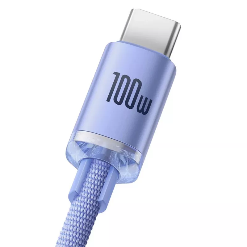 Baseus USB-A na USB-C Crystal Shine 100W 2m fialový kábel