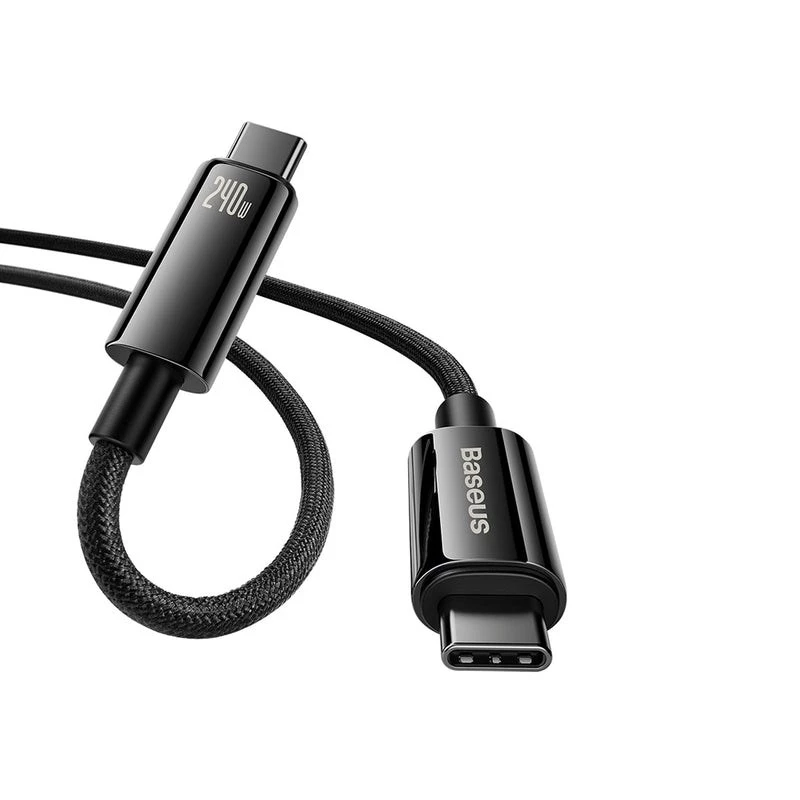 Baseus Tungsten Gold USB-C na USB-C 240W rýchlonabíjací kábel 1m čierny