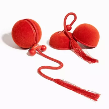Cheerble WICKED BALL DUO2-VINTAGE RED inteligentná interaktívna hračka pre domáce zvieratá, 2 loptičky, USB-C nabíjanie, IP65 odolná proti striekajúcej vode, 3 herné režimy, pre mačky a malé psy