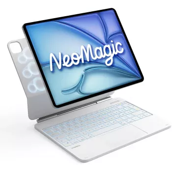 Inateck puzdro s klávesnicou pre iPad Pro 12,9 palca (3.-6. generácia) s touchpadom, podsvietenými klávesmi, QWERTZ rozloženie - biela