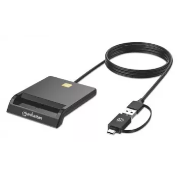 Manhattan USB-C & USB-A Combo Smart Card Reader, čierna
