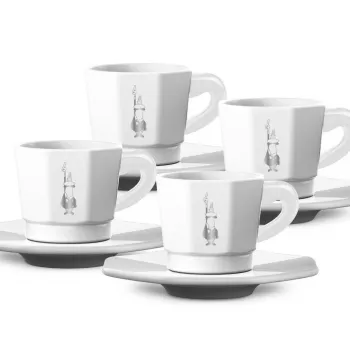 Bialetti RTATZ402 sada šálok na espresso, 4-dielna, biely porcelán, 75 ml