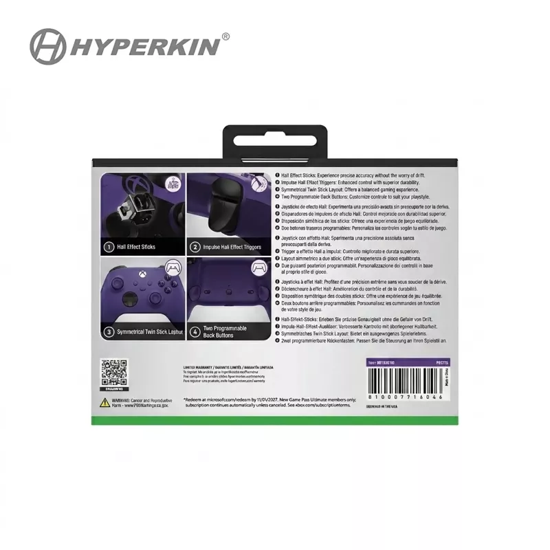 Hyperkin Competitor káblový ovládač pre Xbox Series X|S, Xbox One & PC - fialový