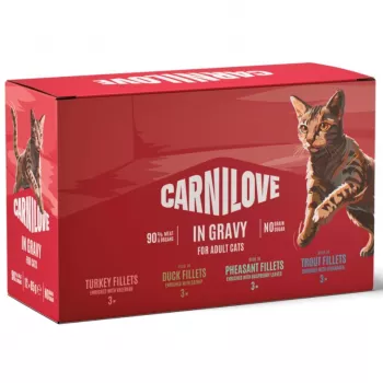 Carnilove mačacie vrecúška s omáčkou multipack 12x85g