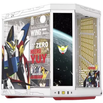 HYTE Y70 Touch Infinite Gundam Wing Edition Mid-Tower skriňa, dvojité tvrdené sklo, 4K dotykový displej, biela