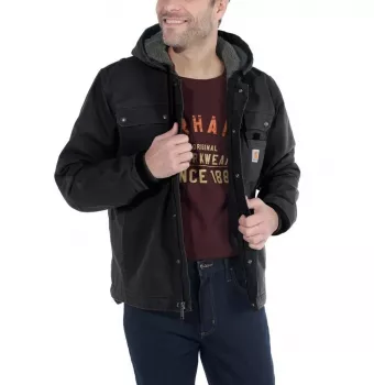 Carhartt Sandstone Barlett pánska bunda pracovná bunda so sherpa podšívkou a kapucňou, DWR úprava, Bi-Swing chrbát, trojité prešívanie, Carhartt hnedá