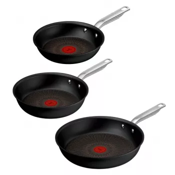 Tefal Experience hliníková sada panvíc, 3-dielna, čierna, 20/24/28 cm