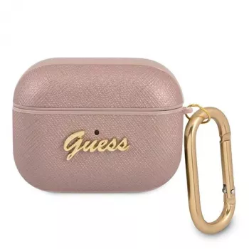 GUESS GUAPSASMP AirPods Pro puzdro Saffiano Script Metal Collection ružová