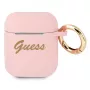 GUESS GUA2SSSI puzdro na AirPods 1/2 ružové silikón Vintage Script