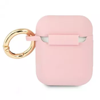 GUESS GUA2SSSI puzdro na AirPods 1/2 ružové silikón Vintage Script