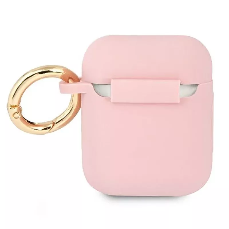 GUESS GUA2SSSI puzdro na AirPods 1/2 ružové silikón Vintage Script
