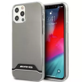 AMG AMHCP12MTCBW puzdro na iPhone 12/12 Pro priehľadné tvrdé elektroplátované čierna & biela
