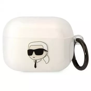 Karl Lagerfeld puzdro na AirPods Pro priehľadné s Karl hlavou silueta