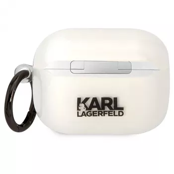 Karl Lagerfeld puzdro na AirPods Pro priehľadné s Karl hlavou silueta