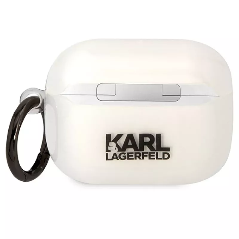 Karl Lagerfeld puzdro na AirPods Pro priehľadné s Karl hlavou silueta