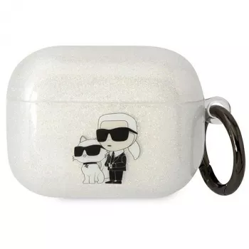 Karl Lagerfeld KLAPHNKCTGT puzdro na AirPods Pro priehľadné glitter Karl & Choupette
