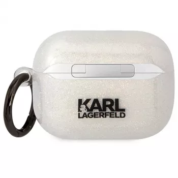 Karl Lagerfeld KLAPHNKCTGT puzdro na AirPods Pro priehľadné glitter Karl & Choupette