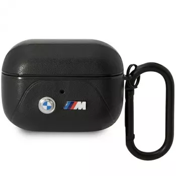BMW kožené puzdro na AirPods Pro s dizajnom zakrivených línií - čierne