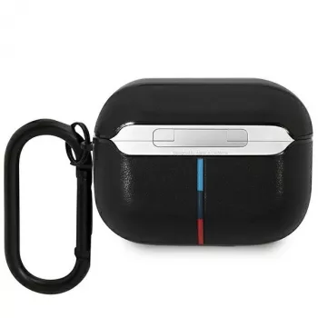 BMW kožené puzdro na AirPods Pro s dizajnom zakrivených línií - čierne