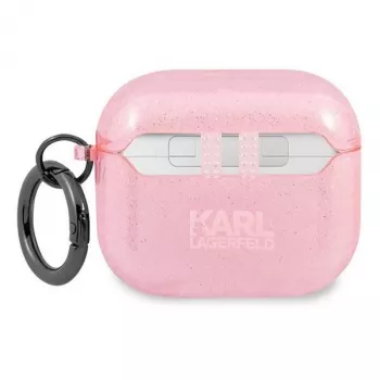 Karl Lagerfeld KLA3UKHGP Glitter Karl's Head puzdro na AirPods 3 - ružové