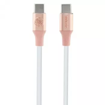 GUESS GUCCLALRGDP USB-C na USB-C rýchlonabíjací kábel 1,5 m ružový s reliéfnym logom
