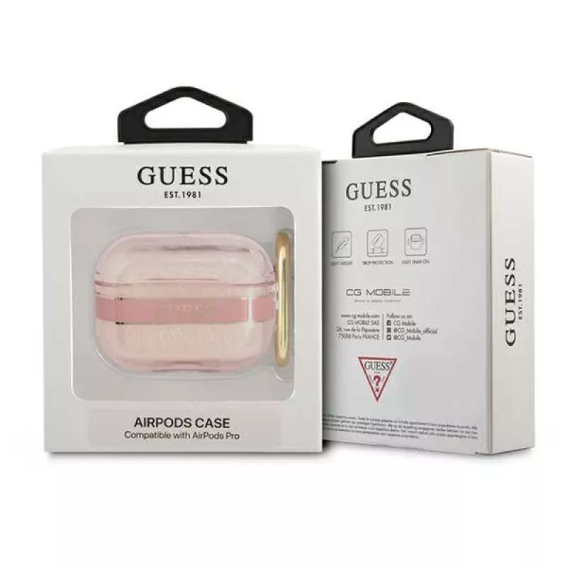 GUESS puzdro na AirPods Pro s popruhom ružové Strap Collection