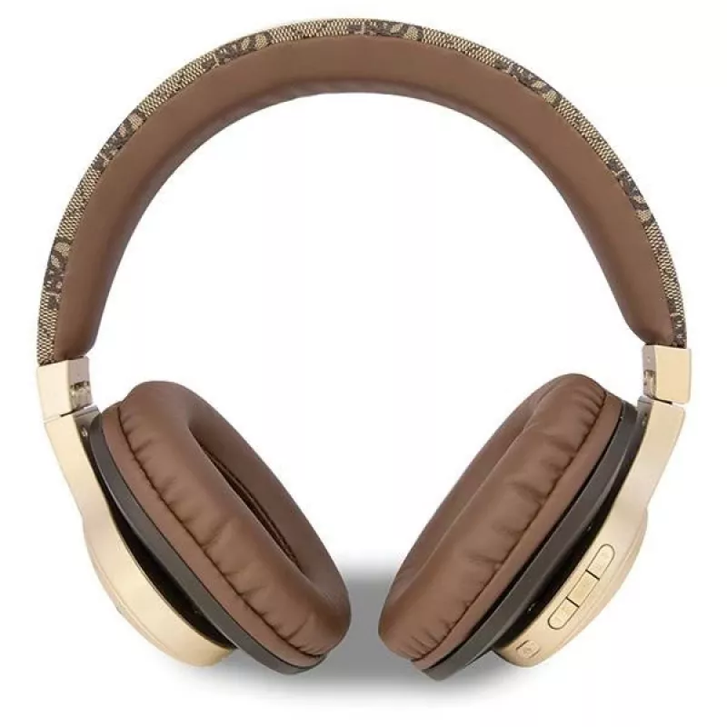 GUESS 4G Script Metal Logo bezdrôtové on-ear slúchadlá Bluetooth 5.3 hnedé