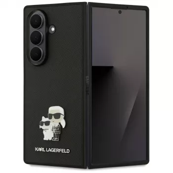Karl Lagerfeld Saffiano Karl & Choupette Pin puzdro na Samsung Galaxy Z Fold7 – čierne
