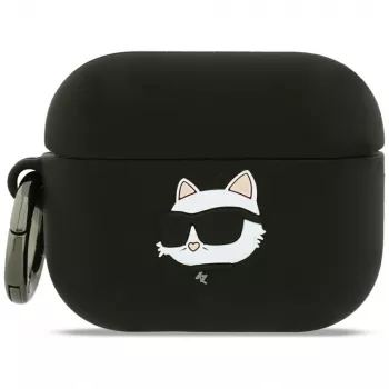 Karl Lagerfeld silikónové puzdro Choupette Head 3D pre AirPods Pro 3 - čierna