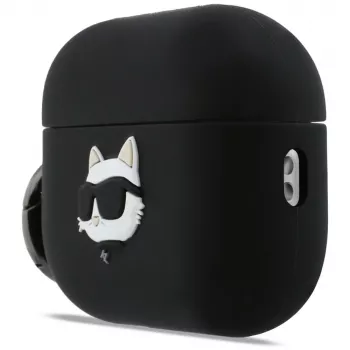 Karl Lagerfeld silikónové puzdro Choupette Head 3D pre AirPods Pro 3 - čierna