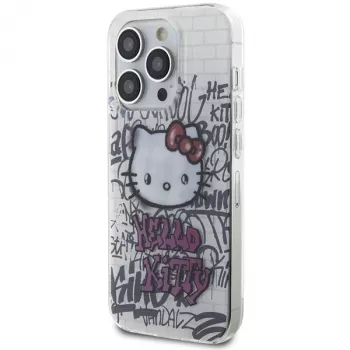 Hello Kitty HKHCP14LHDGPHT iPhone 14 Pro tvrdé puzdro IML Kitty On Bricks Graffiti - biela