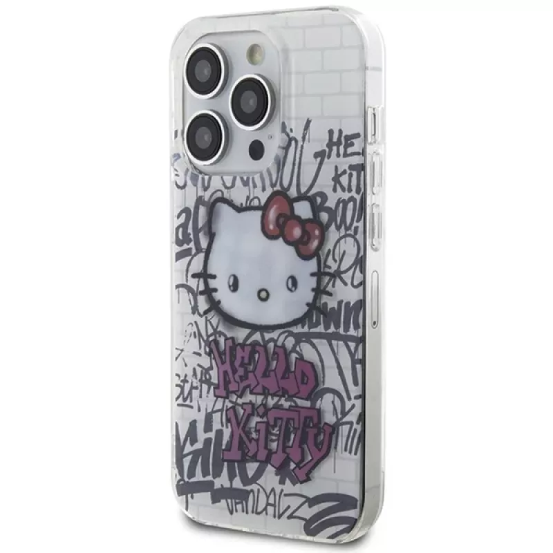Hello Kitty HKHCP13XHDGPHT iPhone 13 Pro Max tvrdé puzdro IML Kitty On Bricks Graffiti biela