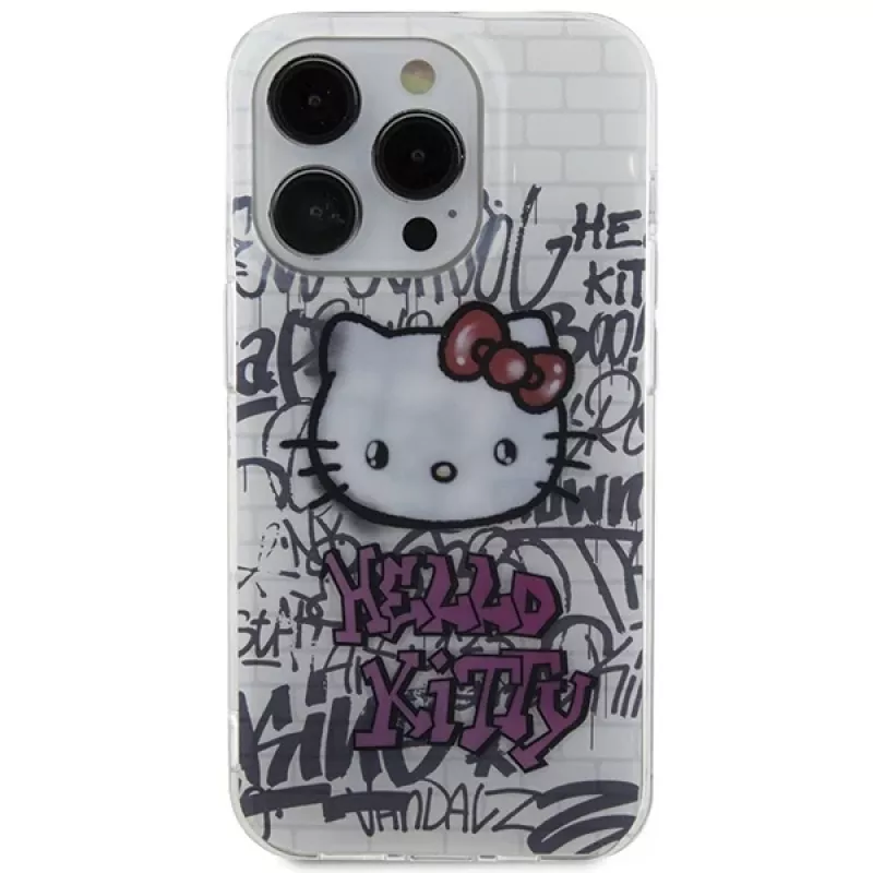 Hello Kitty HKHCP13XHDGPHT iPhone 13 Pro Max tvrdé puzdro IML Kitty On Bricks Graffiti biela