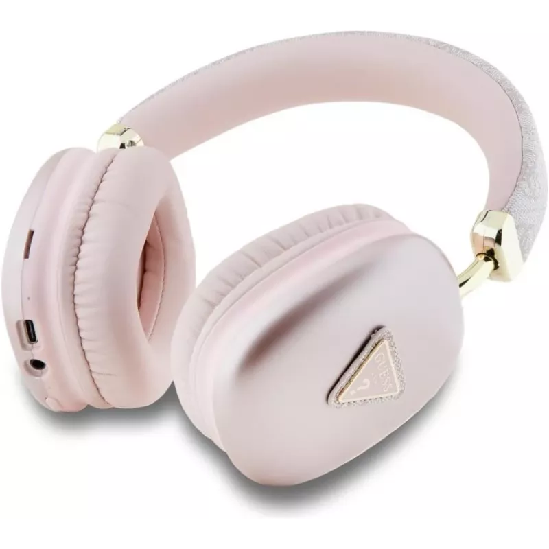 GUESS PU koža 4G Triangle Logo Bluetooth stereo slúchadlá ružová