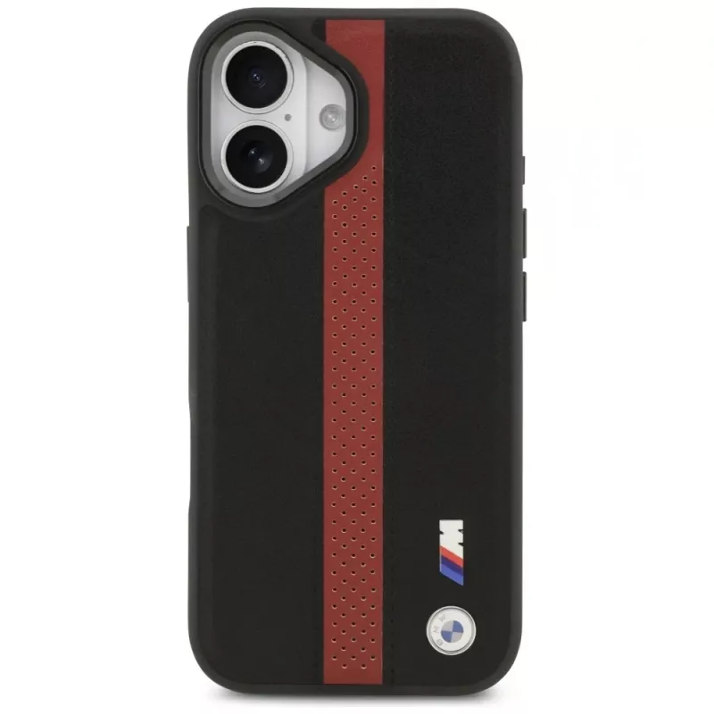BMW M perforované pruhy s logom MagSafe puzdro pre iPhone 17 - červená