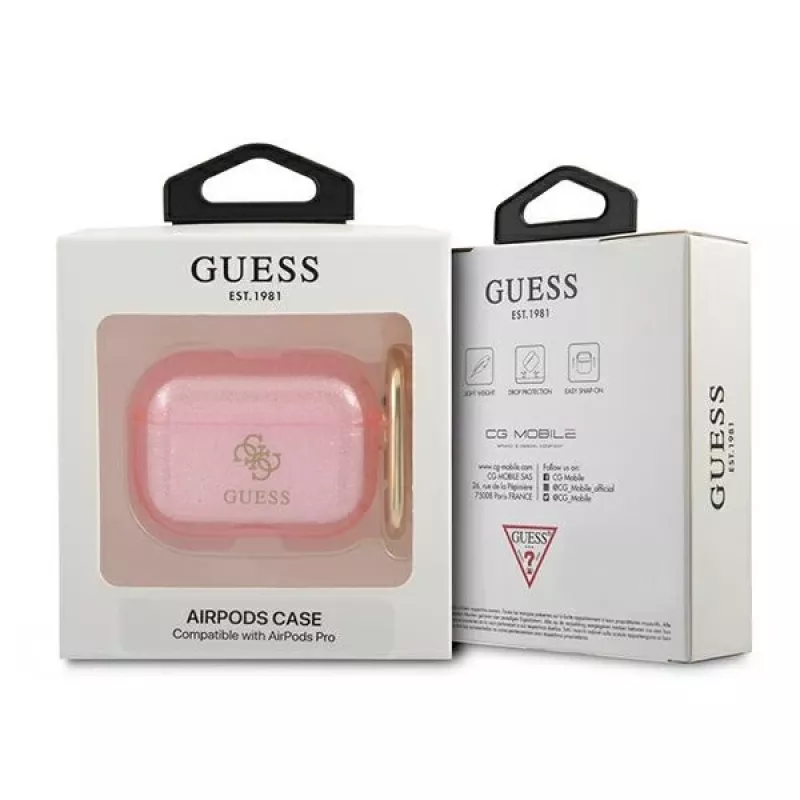 Guess GUAPUCG4GP puzdro pre AirPods Pro ružová glitter kolekcia