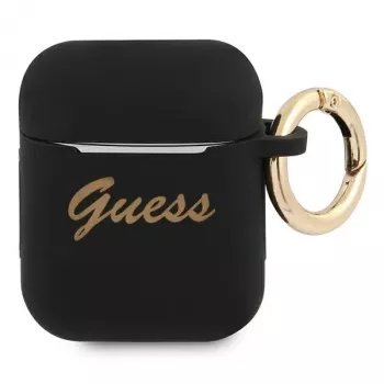 Guess GUA2SSSK puzdro pre AirPods 1/2 čierna silikón Vintage Script