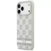DKNY károvaný vzor s potlačenými pruhmi puzdro pre iPhone 17 Pro Max - béžová