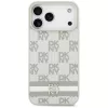 DKNY károvaný vzor s potlačenými pruhmi puzdro pre iPhone 17 Pro Max - béžová