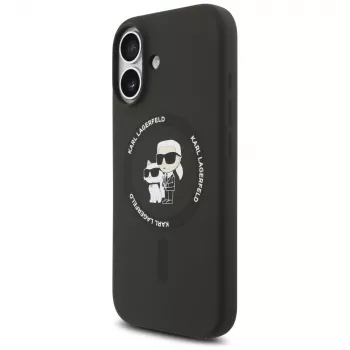 Karl Lagerfeld silikónové Karl & Choupette Ring MagSafe puzdro pre iPhone 17 - čierna