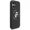 Karl Lagerfeld silikónové Karl & Choupette Ring MagSafe puzdro pre iPhone 17 - čierna