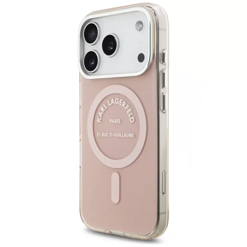 Puzdro MagSafe Karl Lagerfeld IML Karl RSG Logo pre iPhone 17 Pro, ružové