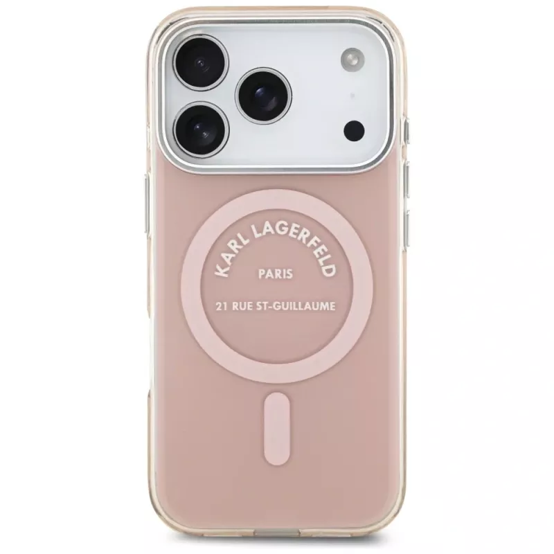 Puzdro MagSafe Karl Lagerfeld IML Karl RSG Logo pre iPhone 17 Pro, ružové