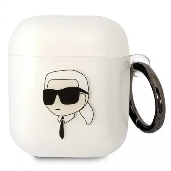 Karl Lagerfeld KLA2HNIKTCT priehľadné puzdro pre AirPods 1/2 s dizajnom Karl's Head