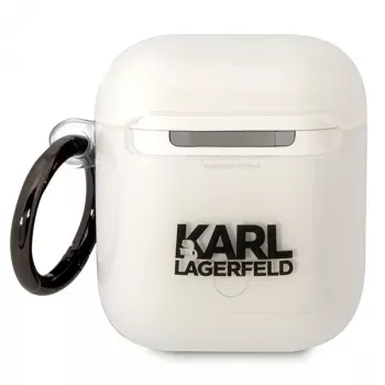 Karl Lagerfeld KLA2HNIKTCT priehľadné puzdro pre AirPods 1/2 s dizajnom Karl's Head