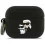 Silikónové puzdro Karl Lagerfeld Karl & Choupette Head 3D pre AirPods Pro 3, čierne